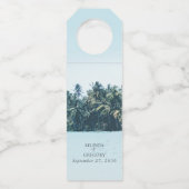 トロピカルウォーターカラーパームズ&ビーチ結婚式 ボトルネックタグ (正面)