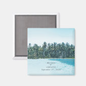 トロピカルウォーターカラーパームズ&ビーチ結婚式 マグネット (正面/裏面)