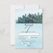 トロピカルウォーターカラーパームズ&ビーチ結婚式 出欠カード (正面)