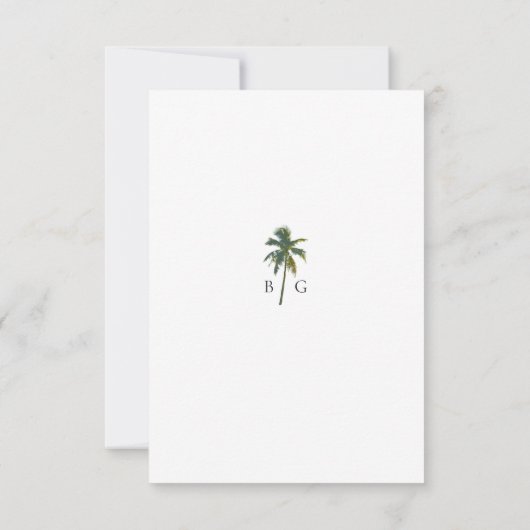 トロピカルウォーターカラーパームズ&ビーチ結婚式 出欠カード (裏面)
