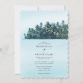 トロピカルウォーターカラーパームズ&ビーチ結婚式 招待状 (正面)