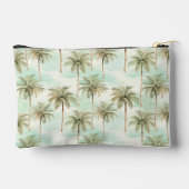トロピカルウォーターカラーパームツリーズアクアとタン アクセサリーポーチ (裏面)