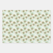 トロピカルウォーターカラーパームツリーズアクアとタン ラッピングペーパーシート (正面)