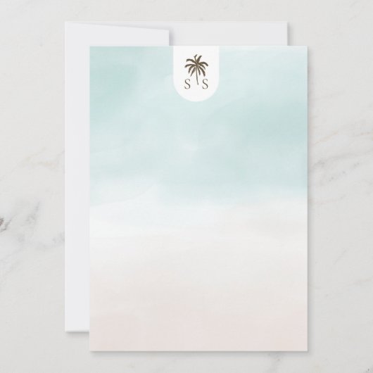 トロピカルウォーターカラーパームツリーズアロハベビーシャワー 招待状 (裏面)