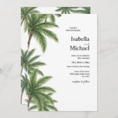 トロピカルウォーターカラーパームツリーズ結婚式招待状 招待状 (正面/裏面)