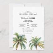 トロピカルウォーターカラーパームツリーズ結婚式招待状 招待状 (正面)