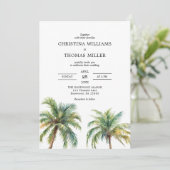 トロピカルウォーターカラーパームツリーズ結婚式招待状 招待状 (スタンド正面)