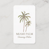 トロピカルウォーターカラーパームツリータンニングサロンホワイト 名刺 (正面)