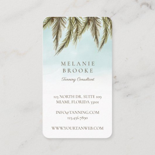 トロピカルウォーターカラーパームツリータンニングサロン 名刺 (裏面)