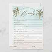 トロピカルウォーターカラーパームツリーブライダルシャワーゲーム 招待状 (正面)