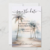 トロピカルウォーターカラーパームビーチ目的地の結婚式 招待状 (正面)