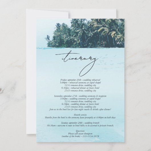 トロピカルウォーターカラーパームビーチ結婚式日程 (裏面)