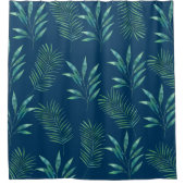 トロピカルウォーターカラーパーム葉 シャワーカーテン (正面)