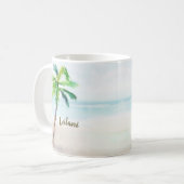 トロピカルウォーターカラービーチパームツリー コーヒーマグカップ (正面左)