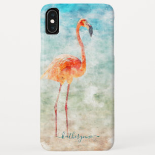 トロピカルウォーターカラーフラミンゴビーチ iPhone XS MAXケース