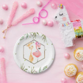 トロピカルウォーターカラーフラミンゴ&キリン赤ちゃんシャワー ペーパープレート (パーティー)