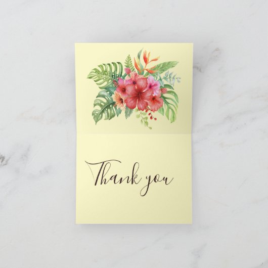 トロピカルウォーターカラーフラミンゴ&ハイビスカス サンキューカード (内部)