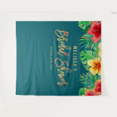 トロピカルウォーターカラーフラワーズブライダルシャワー背景 タペストリー (正面(横))