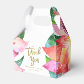 トロピカルウォーターカラーフラワー結婚式の引き出物ありがとう フェイバーボックス (正面サイド)