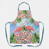 トロピカルウォーターカラーフローラフラミンゴ エプロン (正面)