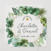 トロピカルウォーターカラープリント | 結婚式 | サンキューデート 招待状 (正面/裏面)