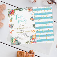 トロピカルウォーターカラープールサイドサマーベビーシャワー