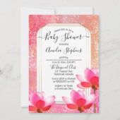 トロピカルウォーターカラーボホロータスフローラベビーシャワー 招待状 (正面)