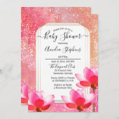 トロピカルウォーターカラーボホロータスフローラベビーシャワー 招待状 (正面/裏面)