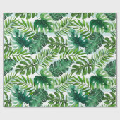 トロピカルウォーターカラーモンステラとパーム離れ ラッピングペーパー (フラット)