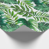 トロピカルウォーターカラーモンステラとパーム離れ ラッピングペーパー (角)