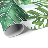 トロピカルウォーターカラーモンステラとパーム離れ ラッピングペーパー (ロールコーナー)
