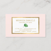 トロピカルウォーターカラーモンステラ葉ブティックピンク 名刺 (裏面)