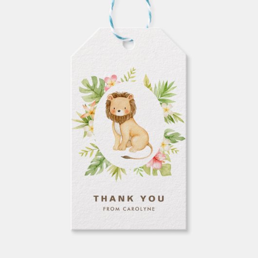 トロピカルウォーターカラーライオン夏ありがとう ギフトタグ (正面)