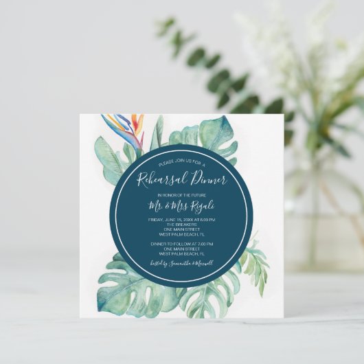 トロピカルウォーターカラーリハーサルディナー招待状 招待状 (スタンド正面)