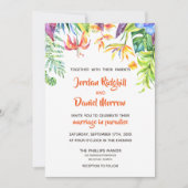 トロピカルウォーターカラー着地結婚式招待状 招待状 (正面)