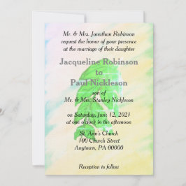 トロピカルウォーターカラー結婚リーフズスイート 招待状