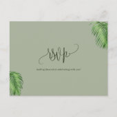 トロピカルウォーターカラー離れパームウェディングRSVP ポストカード (正面)