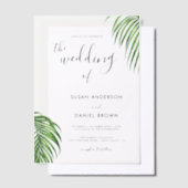 トロピカルウォーターカラー離れパームエレガントな結婚式 ベラム紙招待状 (オフセット)