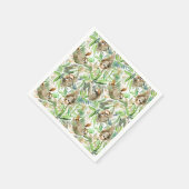 トロピカルウォータースカラーのスロートパターン スタンダードカクテルナプキン (角)