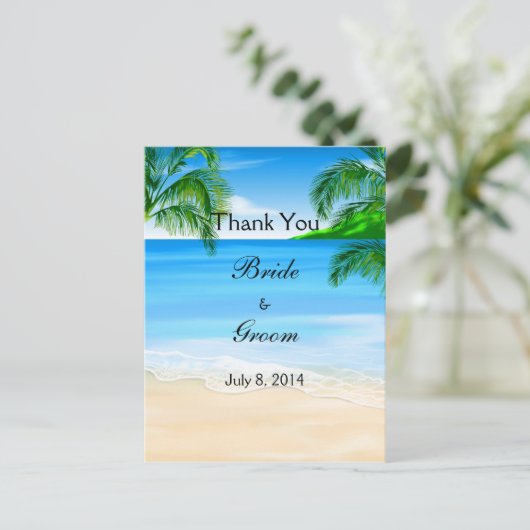トロピカルウォーターズビーチ結婚式サンキューユア ポストカード (スタンド正面)