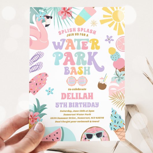 トロピカルウォーターパークサマーバースデーパーティー 招待状