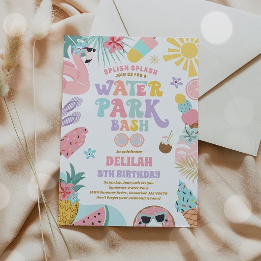 トロピカルウォーターパークサマーバースデーパーティー 招待状