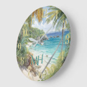 トロピカルウォータービーチラグーンパラダイス ラージ壁時計 (傾斜)