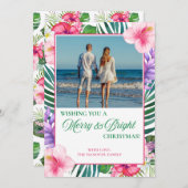 トロピカルウォーターフローラフォトクリスマス シーズンカード (正面/裏面)