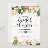 トロピカルウォーターフローラブライダルシャワーカード 招待状 (正面)