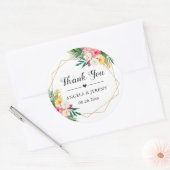 トロピカルウォーターフローラ結婚式の引き出物ありがとう ラウンドシール (封筒)