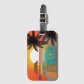 トロピカルウォーターモノグラムのカラーラゲッジトラベル ラゲッジタグ (正面縦)