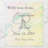 トロピカルウォーター結婚カラーズモノグラム ワインラベル (シングルラベル)