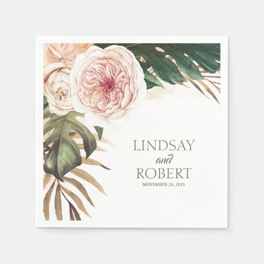 トロピカルウォーター結婚カラー スタンダードカクテルナプキン (正面)