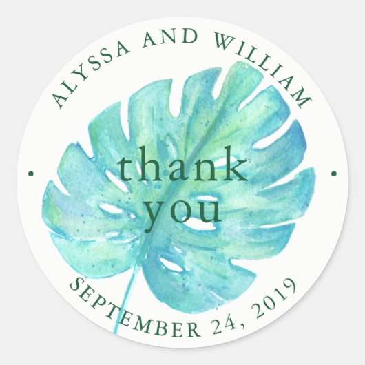 トロピカルウォーター結婚カラー |青い葉 ラウンドシール (正面)